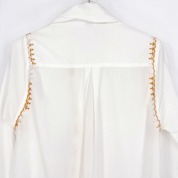 SUBTLE LUXURY | Maxi Button Down Boyfriend Kaftan Dress with Embroidery | Sz S/M - Picture 5 of 14